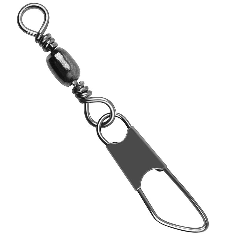 Shaddock Fishing Fishing Barrel Swivels Snaps, 100pcs Snap Swivels Fishing Tackle Leader Line Lure Connector Accessories High Strength Solid Rings for Saltwater Freshwater, Black, 12# - Image 1